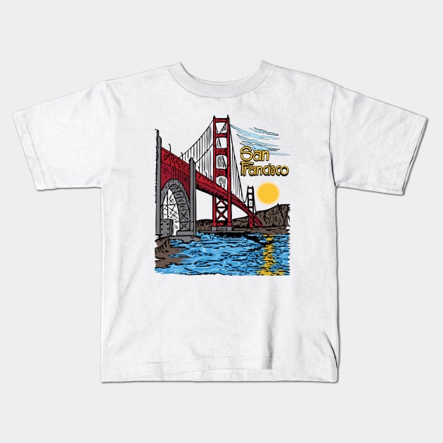 San Francisco, Golden Gate Bridge Kids T-Shirt by ThyShirtProject - Affiliate